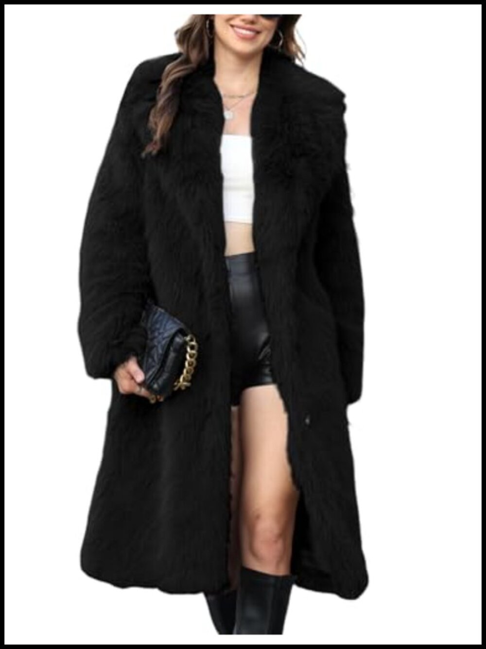 Faux Fur Coat Lapel Collar Long Fluffy Furry Jacket